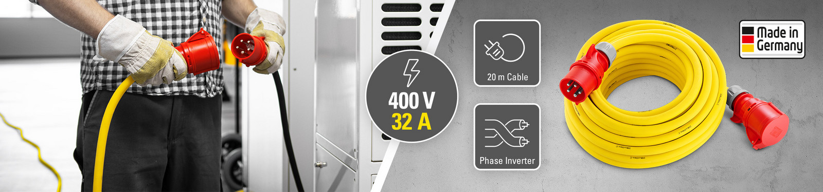 Професійний подовжувач 400 V (32 A) – Made in Germany